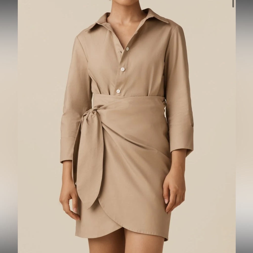 Limited Edition Vetta Two Piece Wrap Shirt Dress - Poplin Khaki